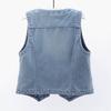 Gilet in Denim alla Moda Femminile Streetwear Scollo a V Gilet da Donna Estivo Taglia Grande Gilet Jeans Top Senza Maniche Giacca Chaleco Mujer