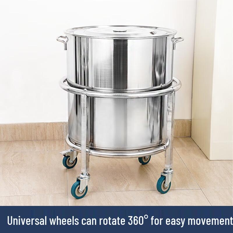 Mobiler Servierwagen aus Edelstahl für Eimer