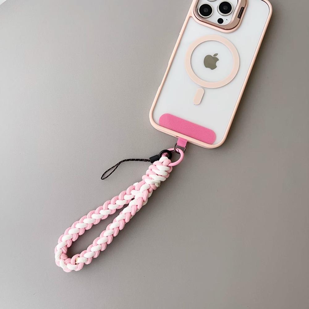 IN Korea Universal Braided Short Mobile Phone Lanyard Strap Hanging Chain Ring Cord with Patch Wrist Strap Cell Phone Detachable
