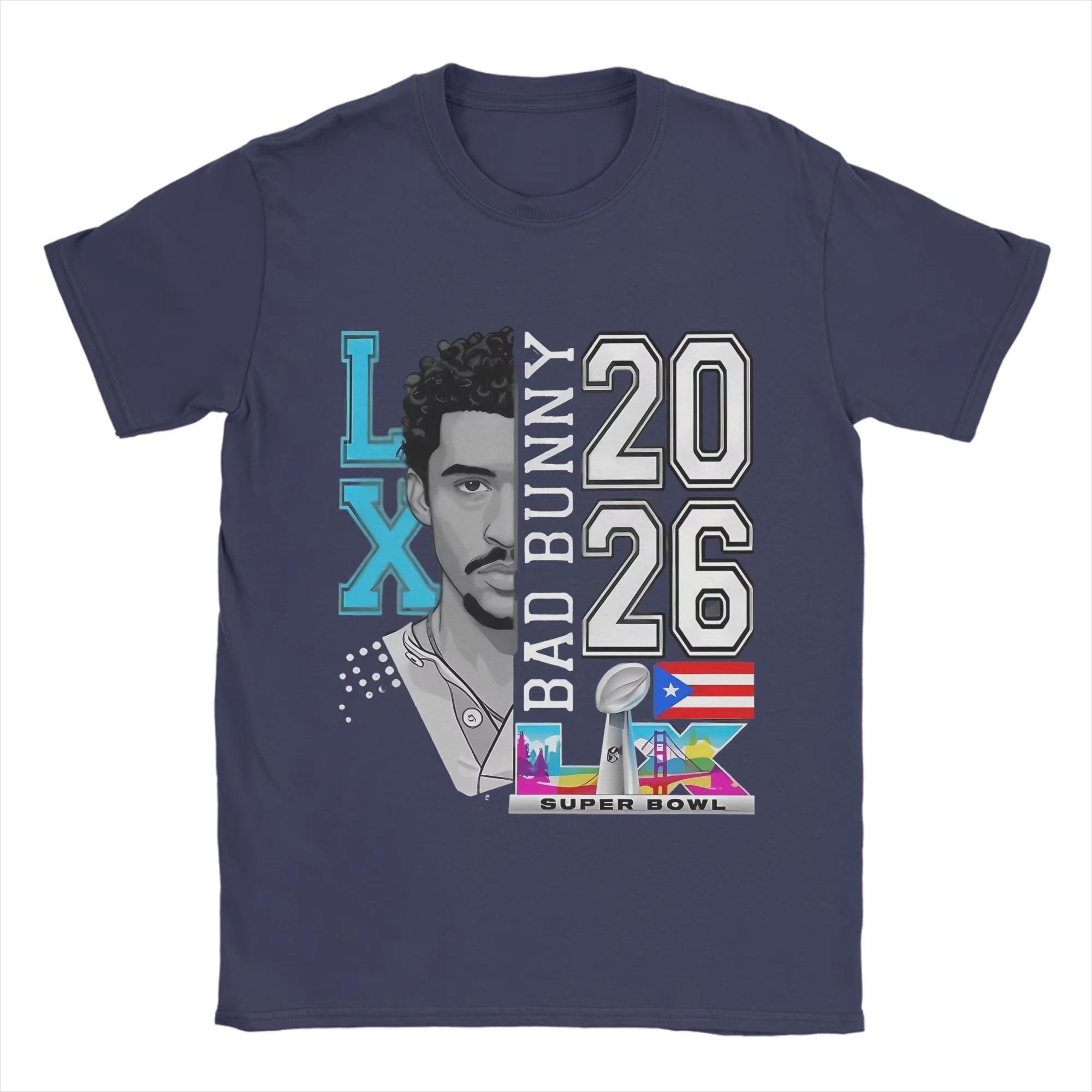 

Bad Bunny Super Bowl LX 2026 Graphic Tshirt Cotton unisex Short Sleeve Loose shirt Y2k Hip Hop fashion Summer New Men streetwear 4XL