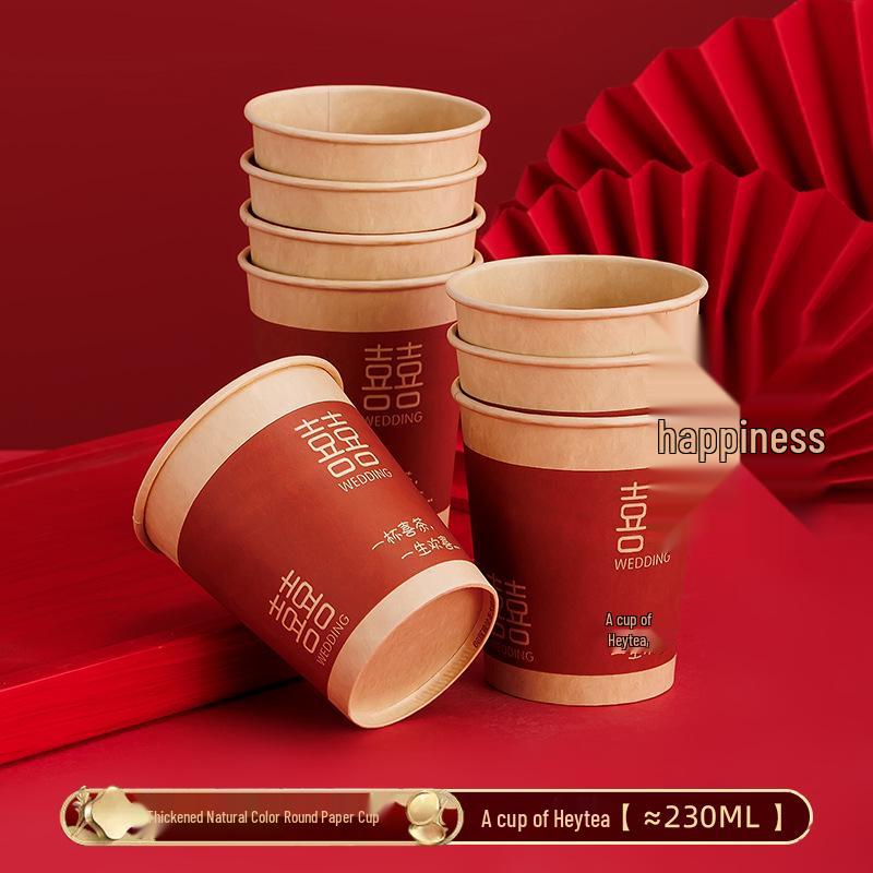 Red Wedding Double Happiness Paper Cups for Festive Celebrations