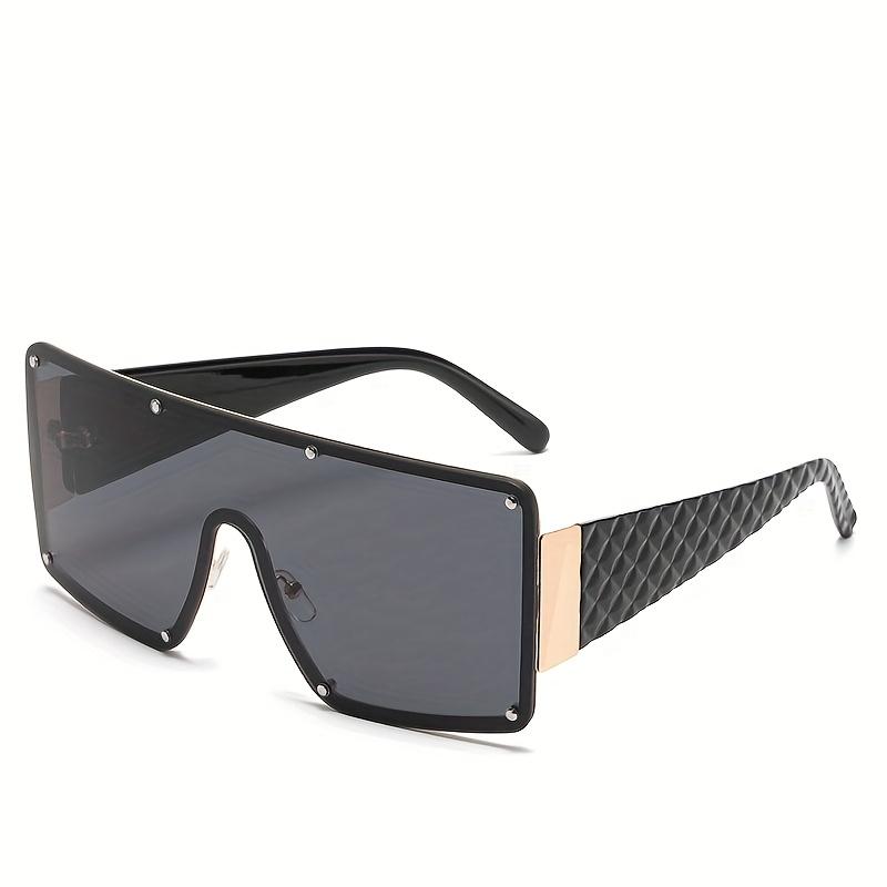 1pc Fashionable Oversized Square Glasses for Women, Metal Frame, Anti-Reflective PC Lens, Street Style Unisex Eyewear