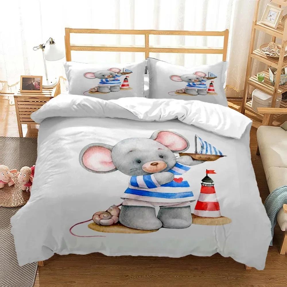 Cute cartoon mouse Comfortable Duvet Quilt Cover Pillowcase Bedding Set Children Bedroom Decoration Home Textile