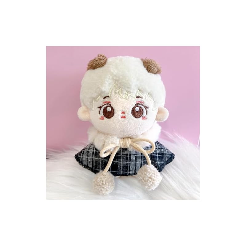 10cm Plush Clothes, Checkered Fur Cape, Black, Plush Clothes, Kigurumi Accessories, Otaku Activities, Doll Mascot, Kpopdoll Costume [Used]