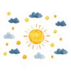 Bohemian Watercolor Sun and Cloud Wall Decals, Self-Adhesive Peel and Stick Stickers for Kids Bedroom, Kindergarten Decor