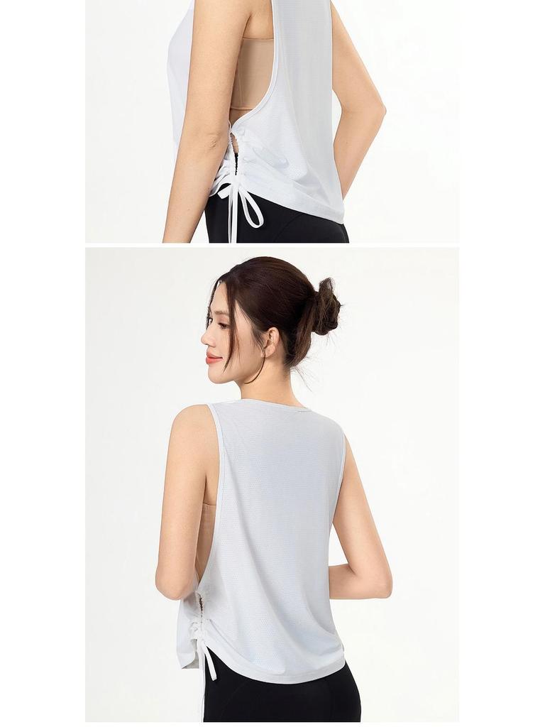 Women's Spring Summer Yoga Running Mesh Tank Top - Quick-Drying, Sleeveless, Loose Fit