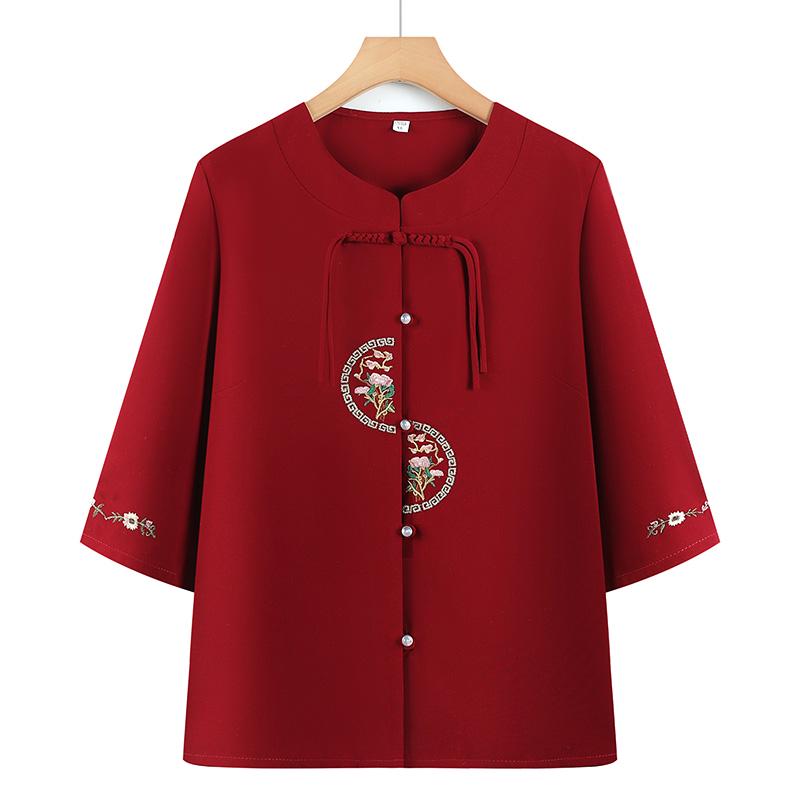 

Stylish Summer Top for Moms and Grandmas - Chinese Style Shirt for Middle-aged and Elderly Women 4XL for 135-150kg