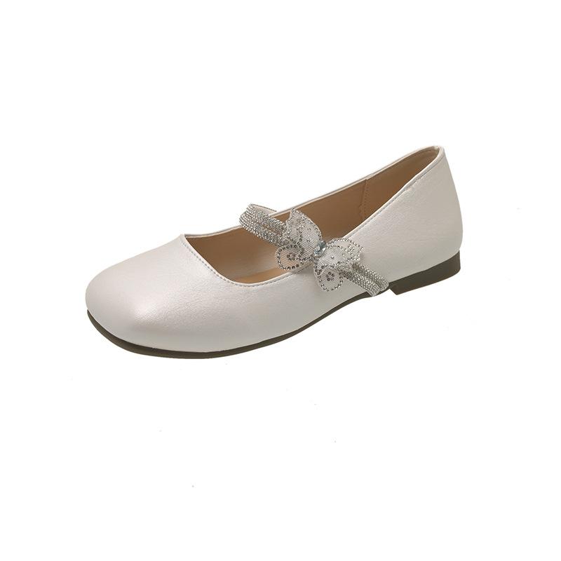Francouzské baleríny stříbrné dámské 2025 nové letní k sukni Mary Jane malé kožené boty baletní večerní boty