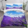 Purple Lavender Duvet Cover Twin Queen Size,Flowers Print Bedding Sets Natural Scenery Comforter Cover Country Style Quilt Cover