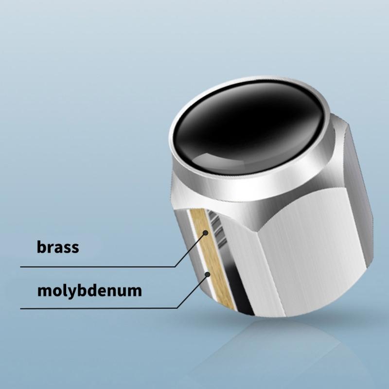 5pcs Metal Tire Valves Caps Corrosion Resistant Caps Hexagonal Designs Dust Proof Rubber Seal for Car & Motorcycles