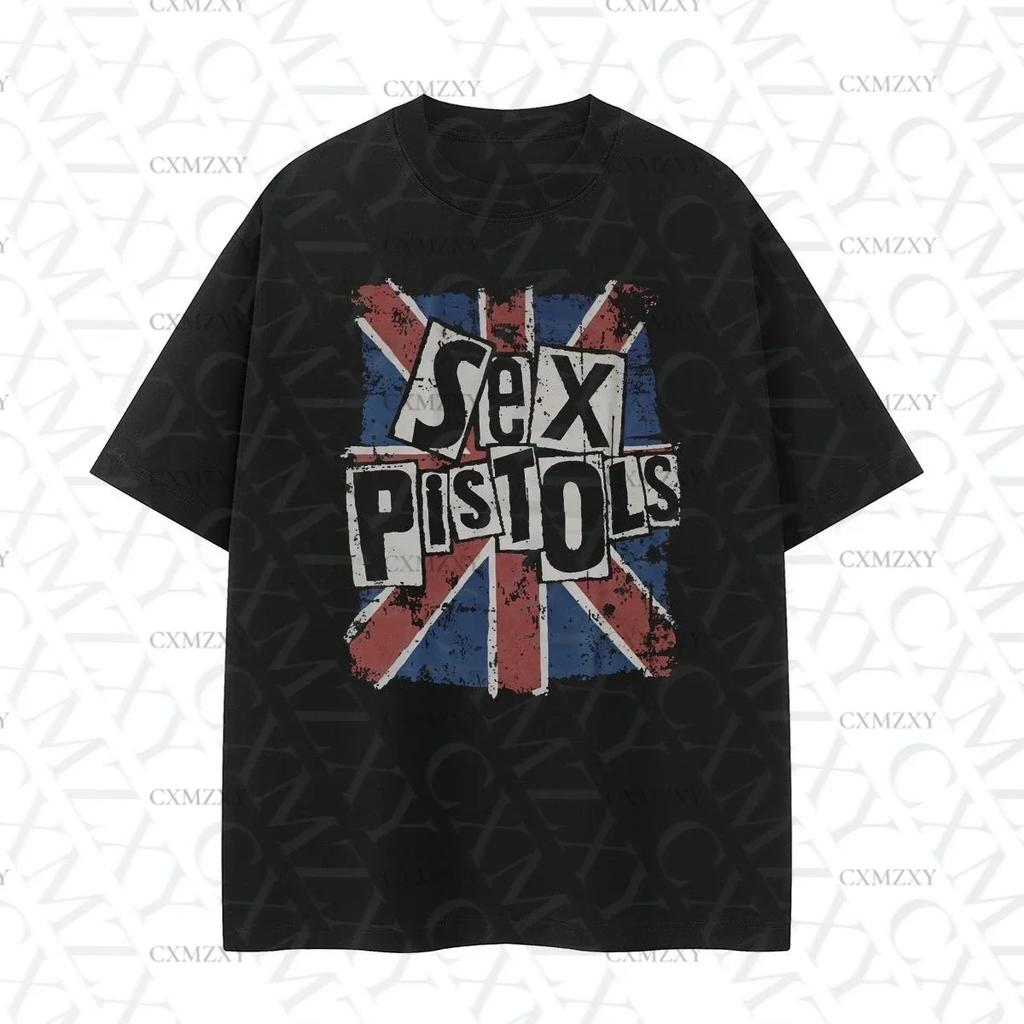 Sex Pistols Band Vintage American Street Niche Design Sense Grey VTG Rock Unisexs Summer Short Sleeve TShirt Cotton