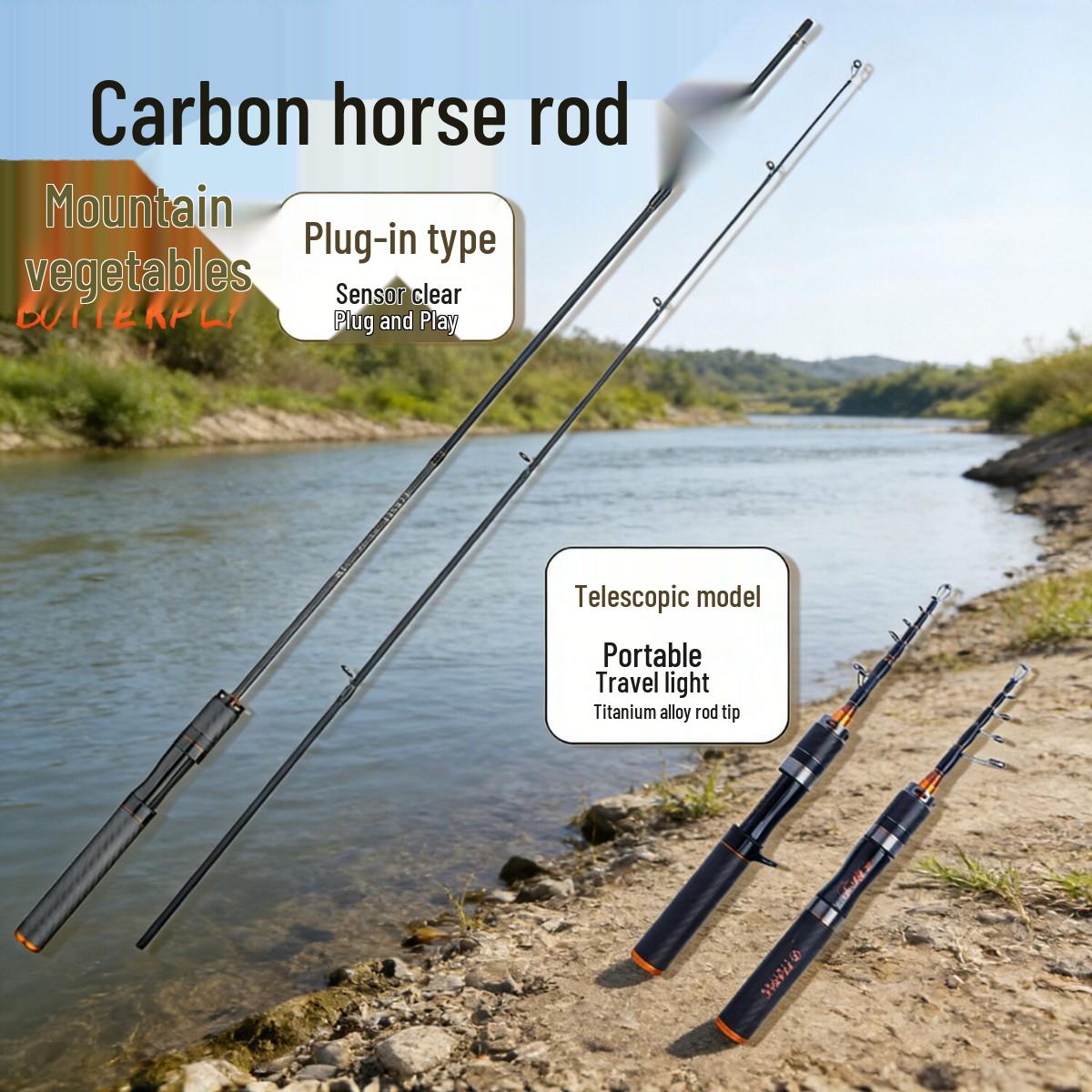 Telescopic Titanium Alloy Fishing Rod with Carbon Fiber and Micro-Lure Features Straight Handle 168cm