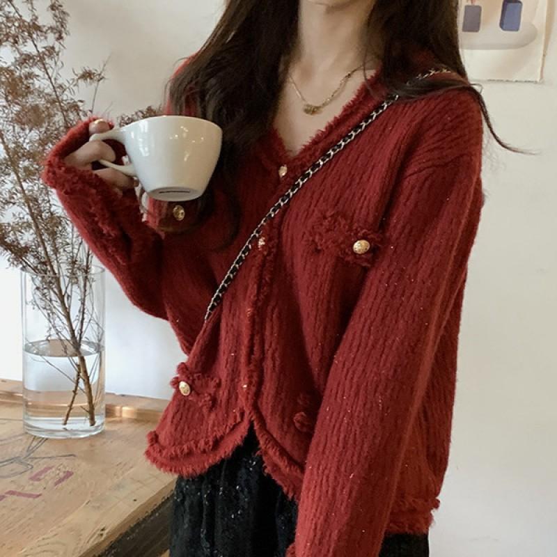 2026 Fall Fashion Tassel Knit Cardigan Sweater Sweet Slim Fit Top Women