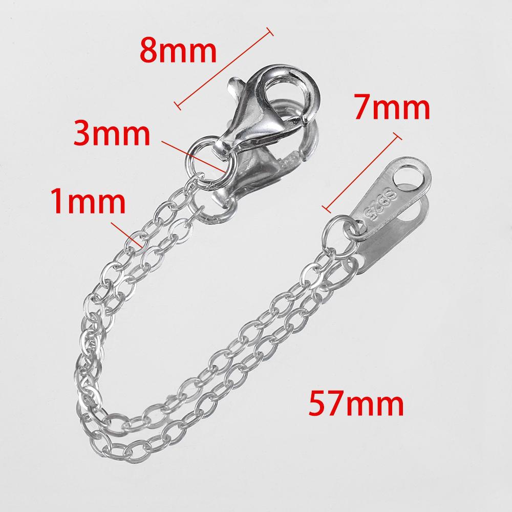 2pcs 925 Sterling Silver Extended Chain with Lobster Clasp Necklace Connectors for DIY Jewelry Making Bracelet Cloth Accessories