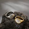 Elegant White Shell Round Geometric Rings for Women Vintage Gold Color Open Finger Ring Wedding Statement Zircon Party Gift