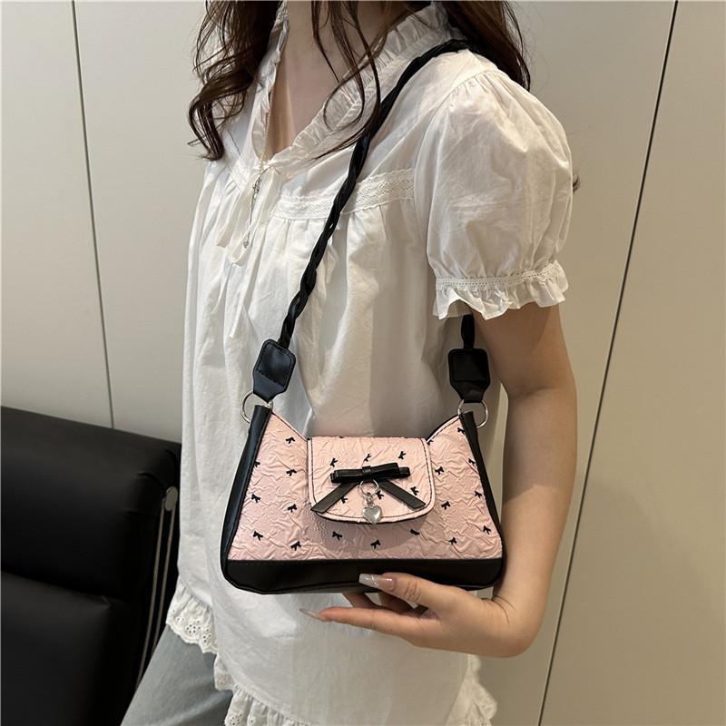 Niche Design Bow Underarm Bag Women's 2025 New Handbag Fashion Shoulder Messenger Bag Sweet Baguette Bag