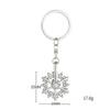 Rotating Rhinestone Snowflake Stainless Steel Keychain Shiny Fashion Design Practical Student Backpack Gift