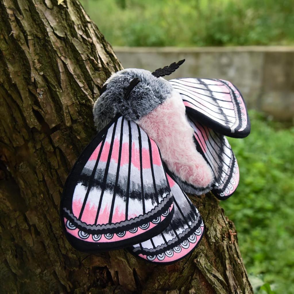 ZHONGXIN MADE Cute Moth Plush Toy, 11-inch Gray Moth Stuffed Animal, Handmade Large Moth Insect Plush Model Toy, Unique Kids Plush Toy Gift Collection