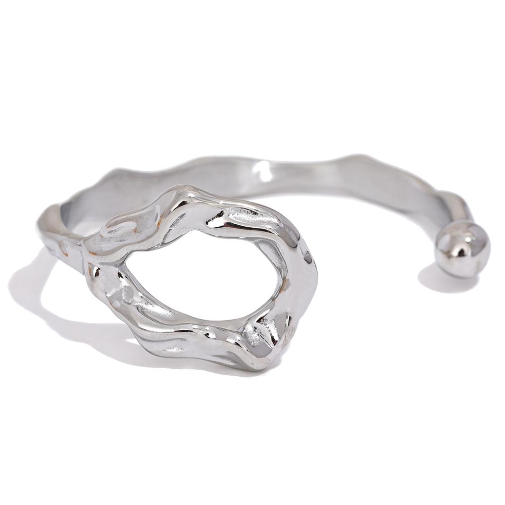 

Yhpup Creativity Stainless Steel Geometric Hollow Cuff Bracelet Bangle Personalized Metal Statement High Quality Jewelry Women