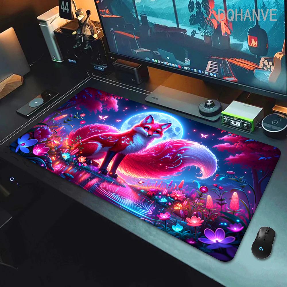 Fox Large Gaming Mousepad XXL Gamer Mouse Pad Office Long Table Accessories Mouse Mat Kawaii Desk Mat For Girl Decorates Bedroom
