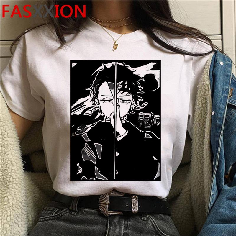 

Casual Anime Demon Slayer Graphics Women Tee 90S Summer Short Sleeve O-Neck Female Tops Unisex Streetwear Y2K Clothing XXXL білий