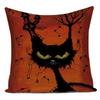 Retro Halloween Pillow Cover Vintage Illustration Witch Pumpkin Black Cat Cushion Case Home Decor Throw Pillowcase for Sofa Bed