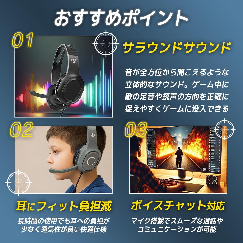 Yokotona Gaming Wired Gaming Headphones with Japanese Instruction Manual Voice Chat Surround Adjustable Lightweight Christmas Birthday New Year PC