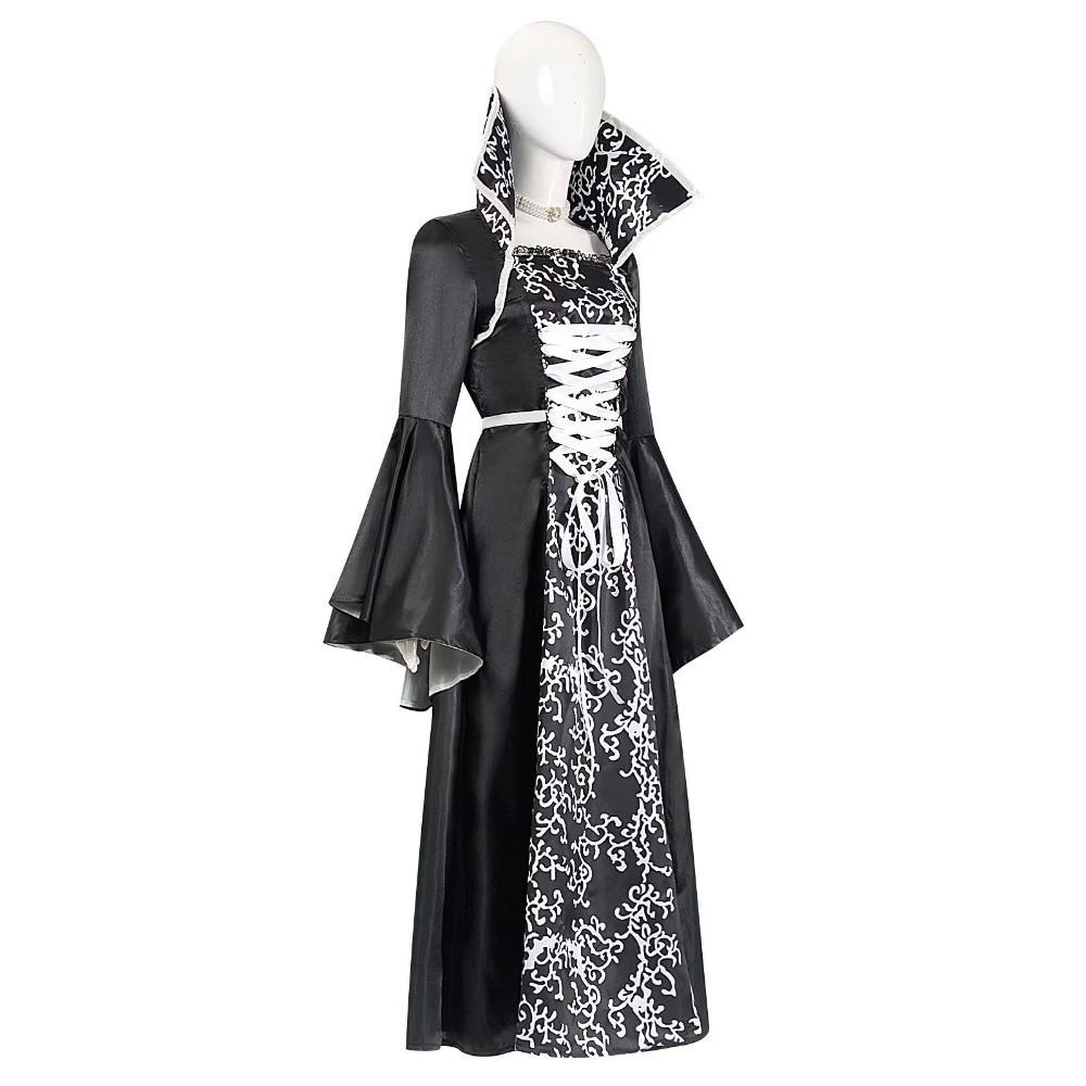 Girls Size 4-12Y Witch Cosplay Costume Black Color Party Performance Gown Halloween Party