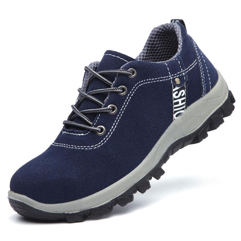 Oulylan Men Anti-smash Protection Footwear Lightweight Breathable Industrial Safety Shoes Wear Resistant Steel Toe Work Boots