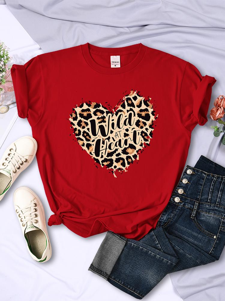 Fashion Leopard Wild At Heart Women'S Tshirt Cotton Breathable Short Sleeve Casual Comfortable Clothing Cotton Oversized T Shirt