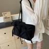 Bowknot Pleated Shoulder Bag Large Capacity Underarm Bag Trendy Armpit Bag  Girls