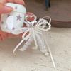 Y2K Sweet Lace Imitation Pearl Bow Keyring Ins Style Bowknot Keychain Trendy Girly Key Holder Bag Pendant Girls Gift