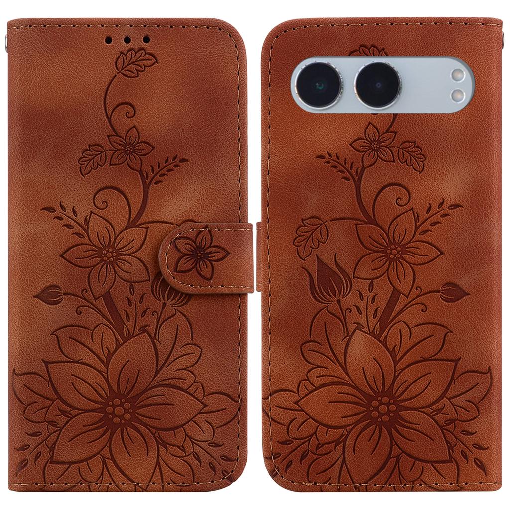 For OnePlus Nord 4 Case Lily Flower Imprint Leather Phone Cover with Stand