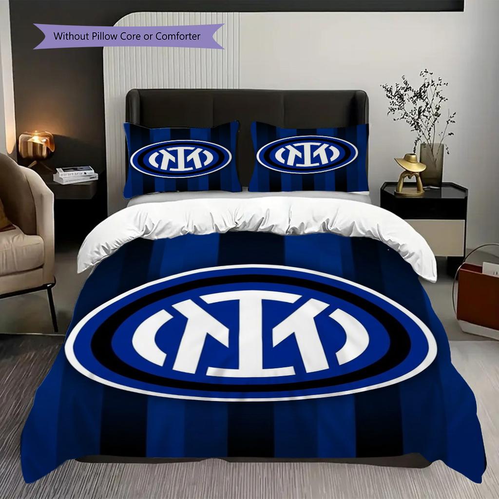 Inter Milan Emblema a Strisce Set da Tre Pezzi (1 * copripiumino + 2 * federa, senza nucleo) Regalo di compleanno di Natale Copripiumino e federa