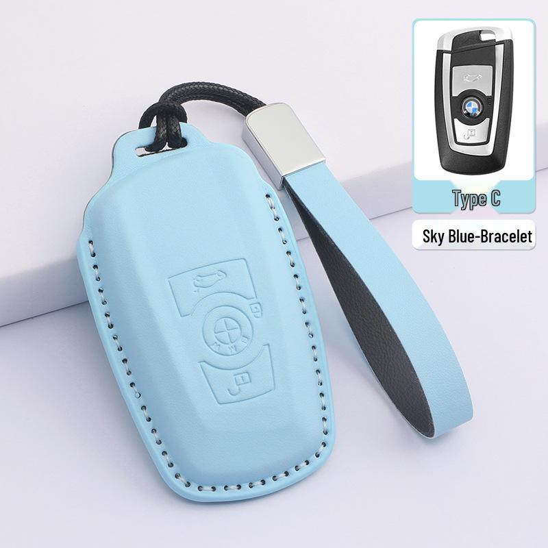 Housse en Cuir pour Clé à Lame BMW Série 5, Série 3, X3, X1, X5, X6 avec Boucle