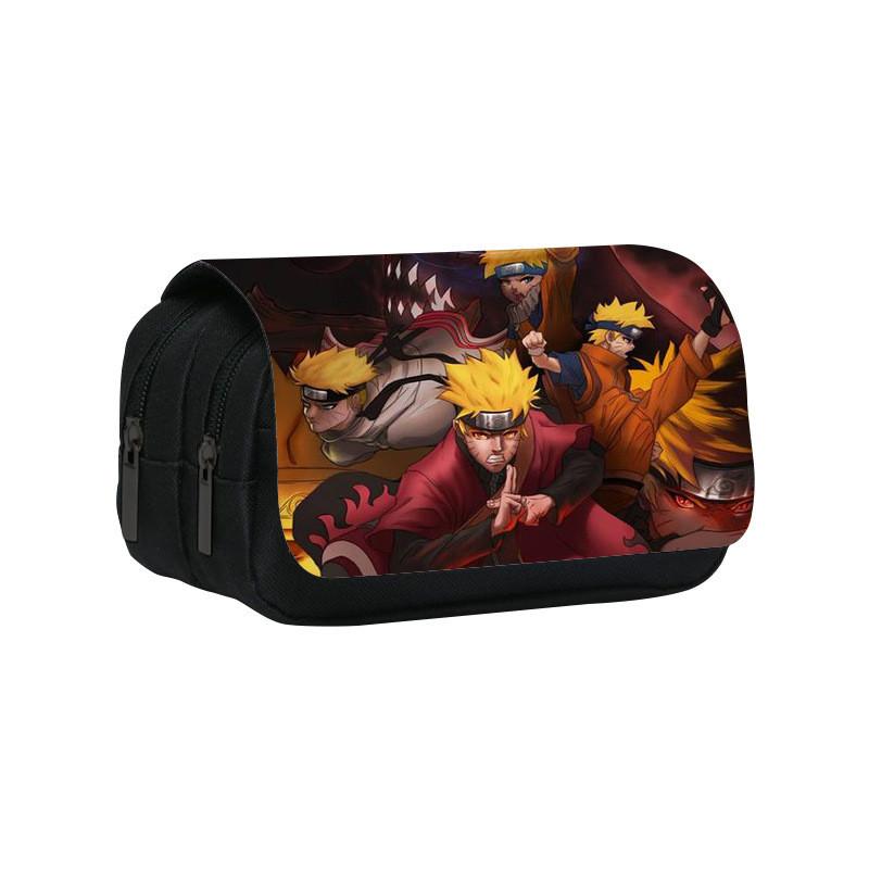 Naruto Shinobi Printed Twin Compartment Pen Pouch With Waterresistant Nylon For Students