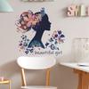 Kreative und bunte Blumenmädchen-Silhouette Schlafzimmer Wohnzimmer Zuhause Hintergrund Verschönerung und Dekoration Wandaufkleber