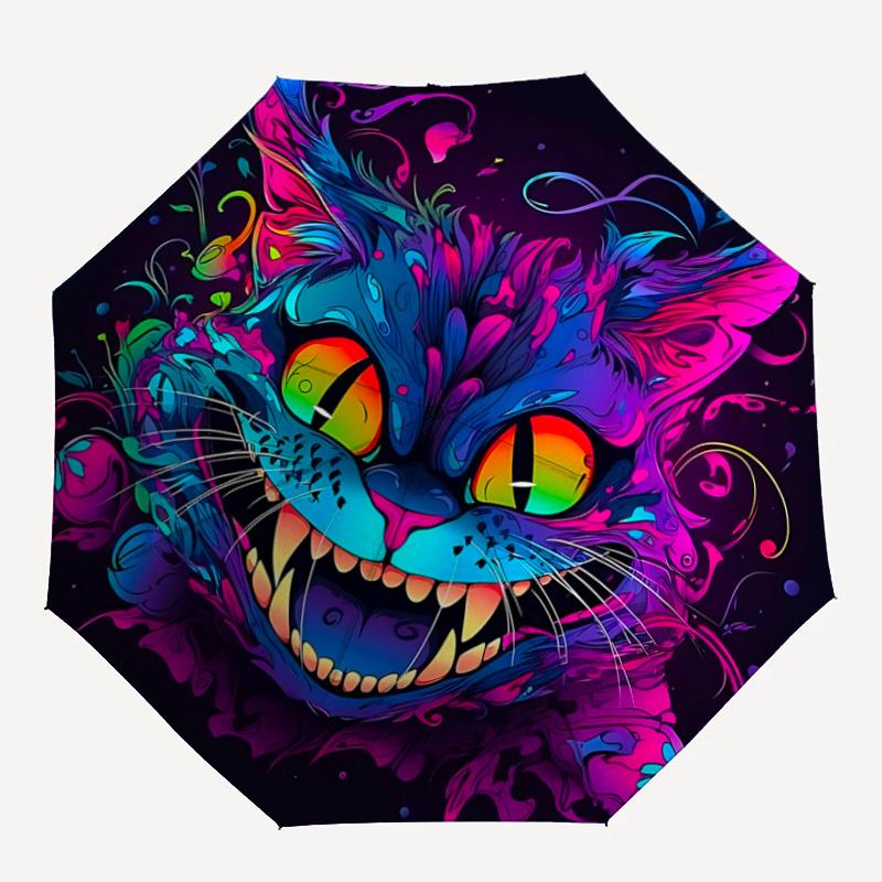 1pc Art Cat Automatic Umbrella Design, Cute Cartoon Pattern, Portable Outdoor Umbrella, Perfect, Holiday Gift for fans.A007