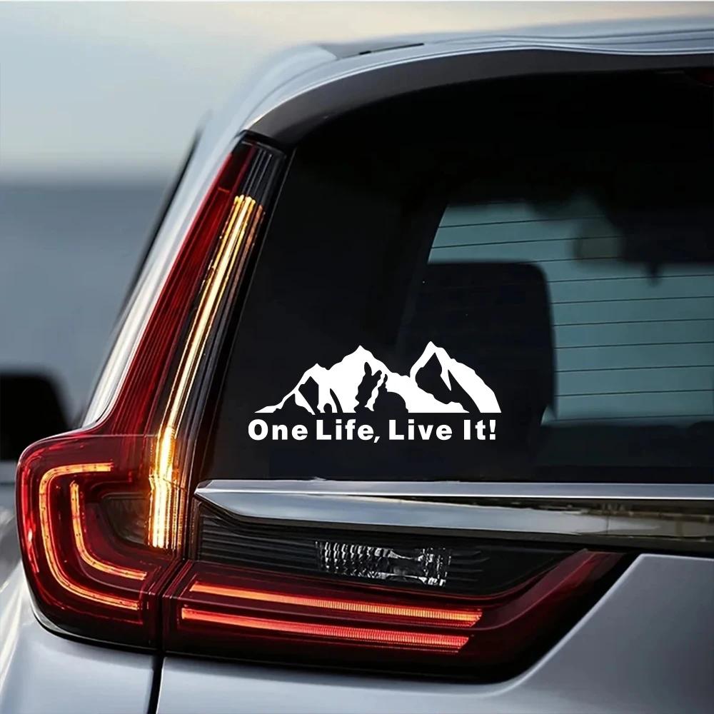One Life Live It Adesivo per Auto Creativo Montagna Fuoristrada Camion Decalcomanie in Vinile Carrozzeria Finestrino Laterale Accessori Decorativi Personalizzati