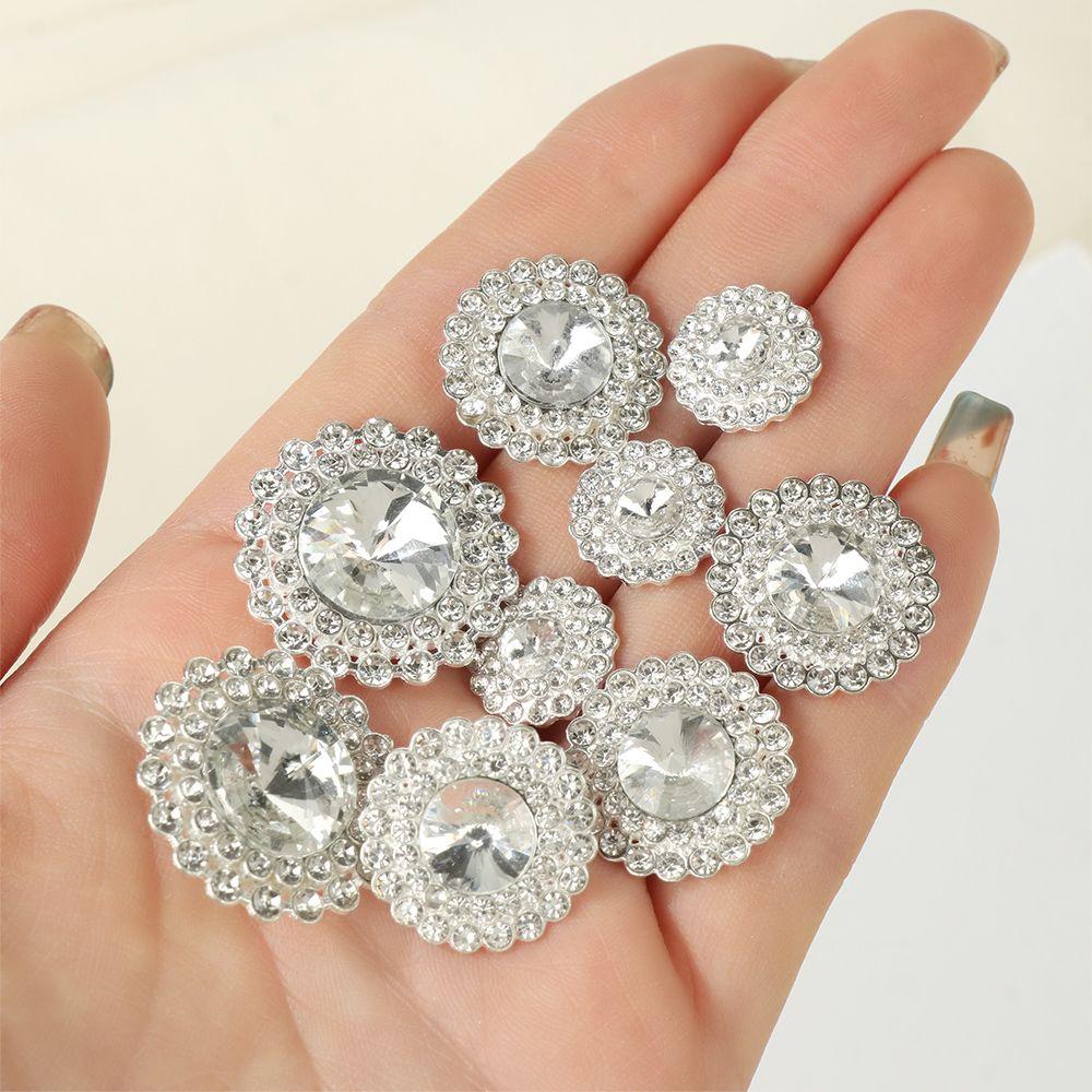 10Pcs/Set Metal Rhinestone Buttons DIY Durable Shirt Buttons Sewing Button Craft Decoration Needlework Scrapbook Accessories