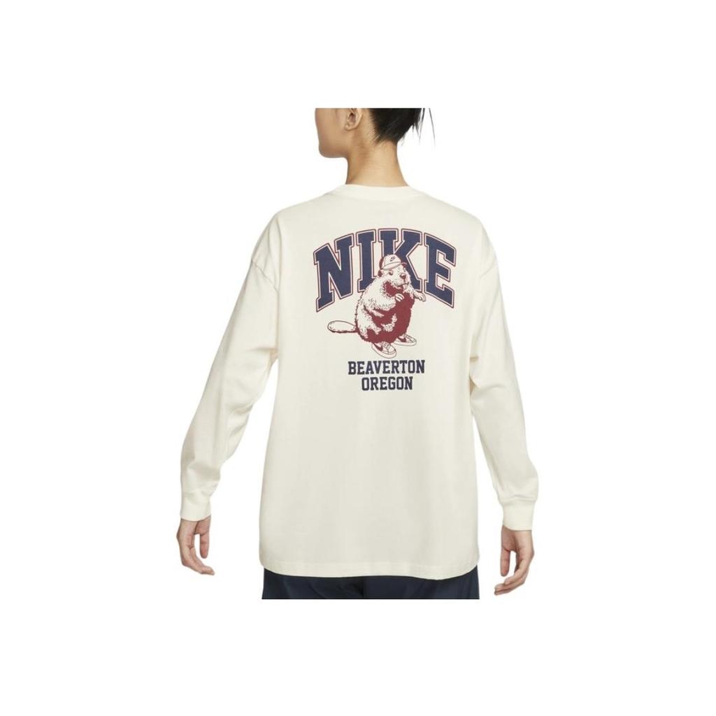 Nike Sportswear Oversized Crew Neck Comfortable Long Sleeve T-Shirt Women Tops Sail-White HV5823-133