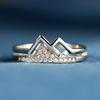 Huitan Creative Mountain Shaped Finger Ring Women Shiny Cubic Zirconia Exquisite Female Rings Party Daily Wear Statement Jewelry