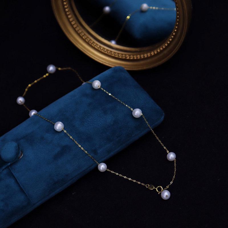 Zhuji Freshwater Pearl Classic S925 Silver Star Necklace 5-6mm