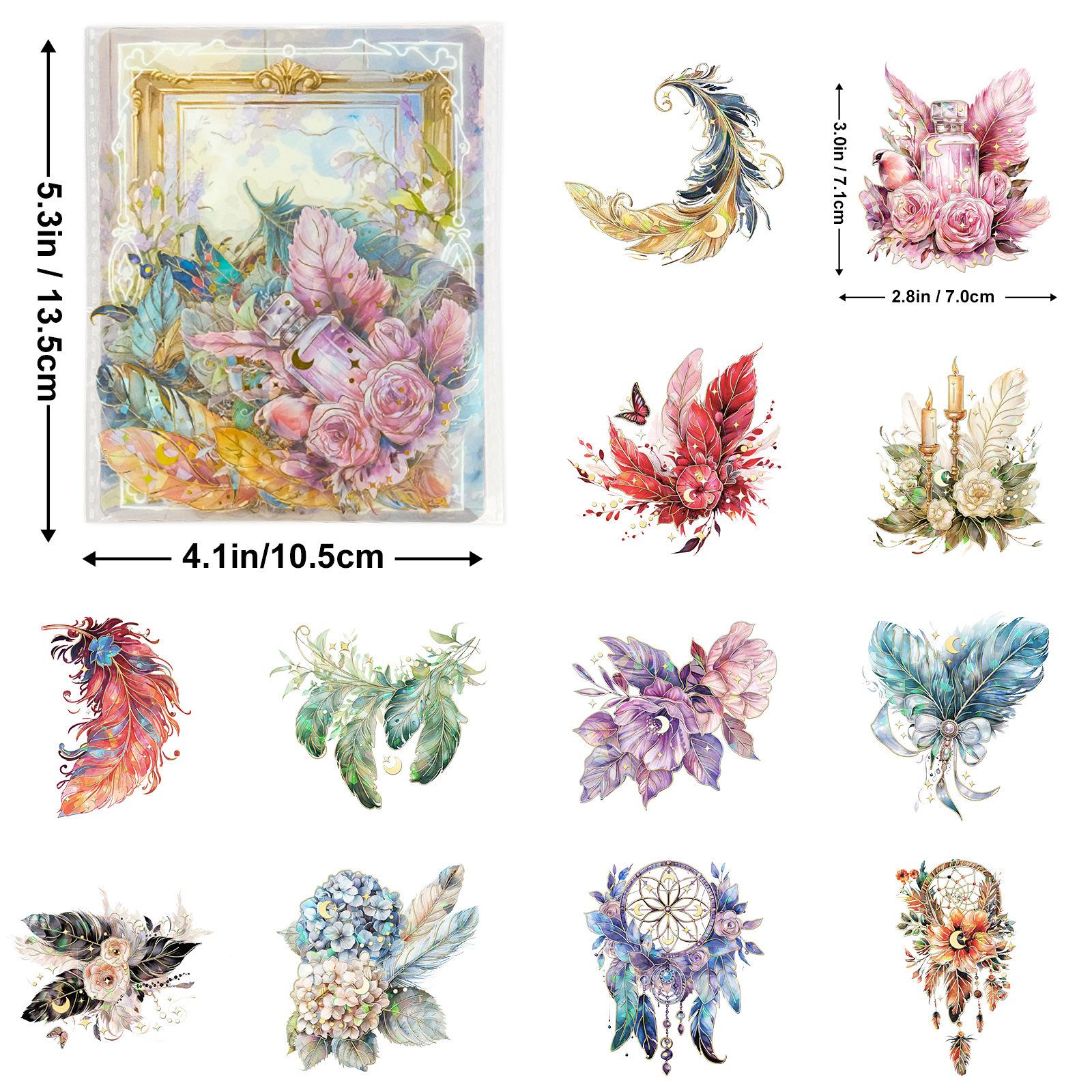 

30 ПЭТ Позолоченные Золотые Наклейки для Заметок от Руки Ретро Цветы Листья Детские Водонепроницаемые Наклейки для Заметок от Руки Материал Гулька