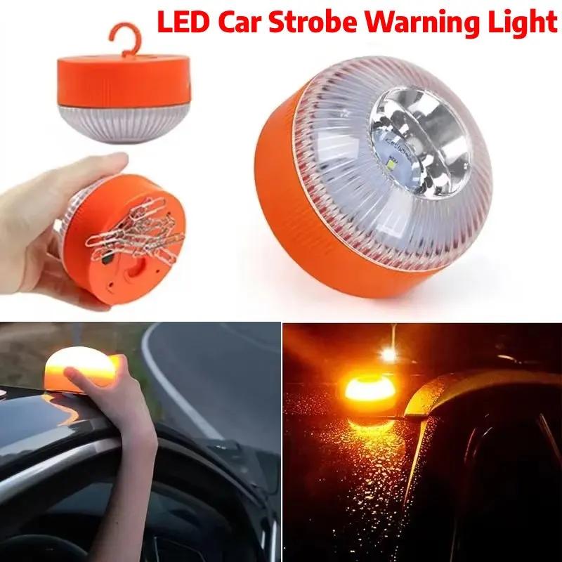 LED Car Emergency Light V16 Flashing Light Magnetic Induction Road Accident Light Portable Strobe Warning Light - 1PC