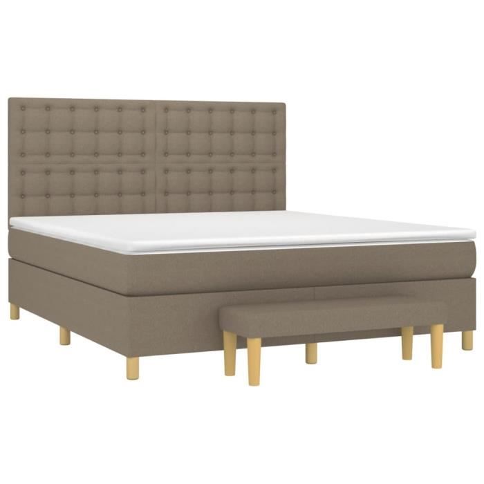 3137489 vidaXL Lit à sommier tapissier avec matelas Taupe 160x200 cm Tissu