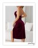 Fiyun Elegant Velvet Nightgown with Sexy Slit and Backless Design - European & American Style Home Set 651