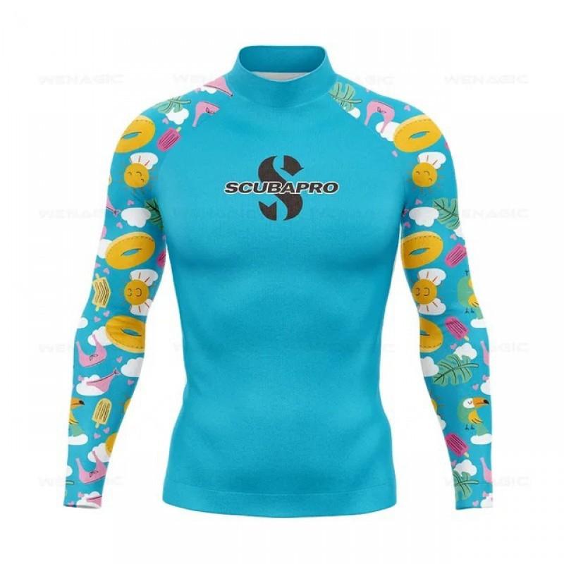 SCUBA Surfing Suit UPF50 Sunscreen Beach Swimsuit Diving Jellyfish Long-sleeved Split Top