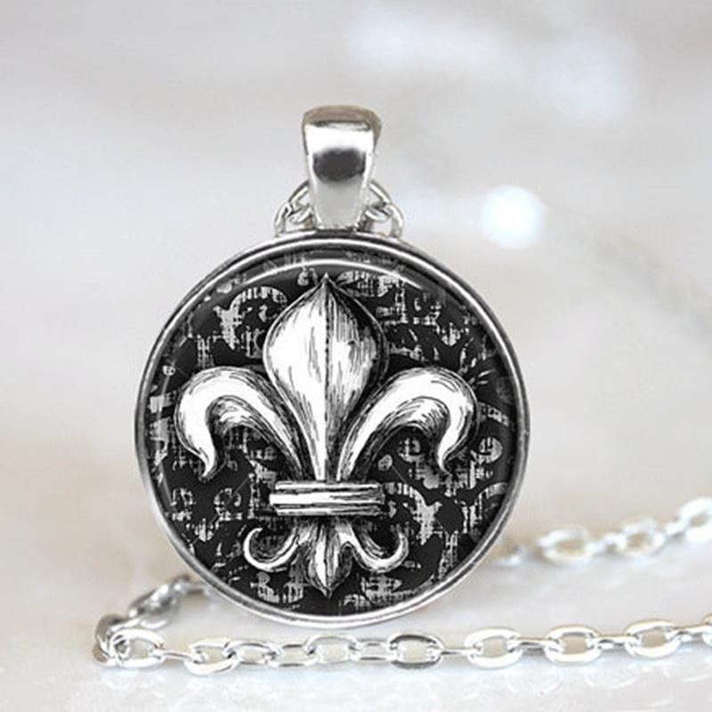 Buy Fleur De Lis Necklace Glass Tile Necklace Fleur De Lis Jewelry