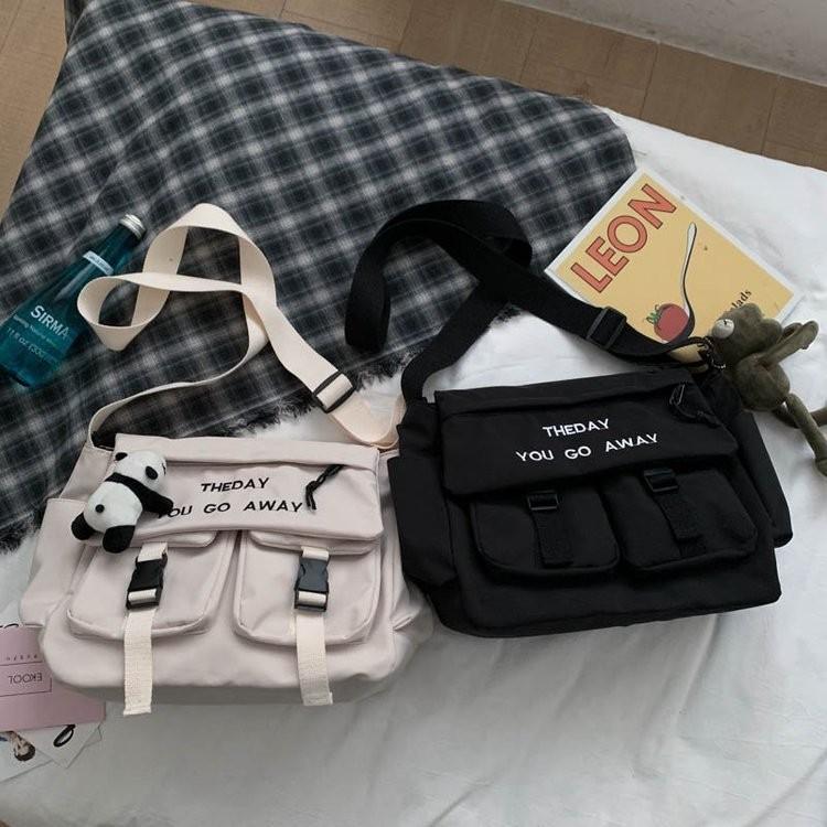Trendy Casual Nylon Canvas Crossbody Bag For College Girls With Large Space